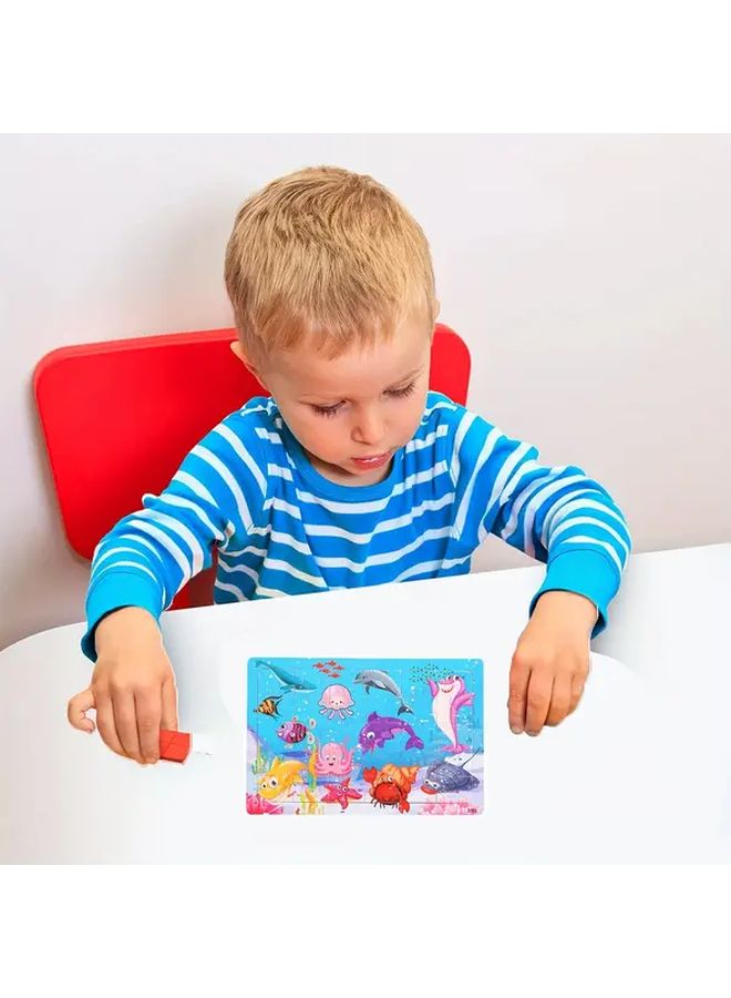 30Pcs Wooden Puzzle Set Aquatic Creatures Educational Toys For Kids Christmas Gifts - Image 1