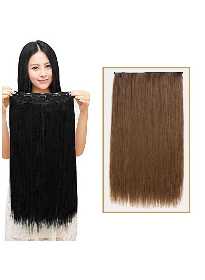 Estelle Full Head One Piece Long Straight and Body Wave Hair Extension with 5 Clips Suitable for Women and Girls (Straight No 8) - Image 1