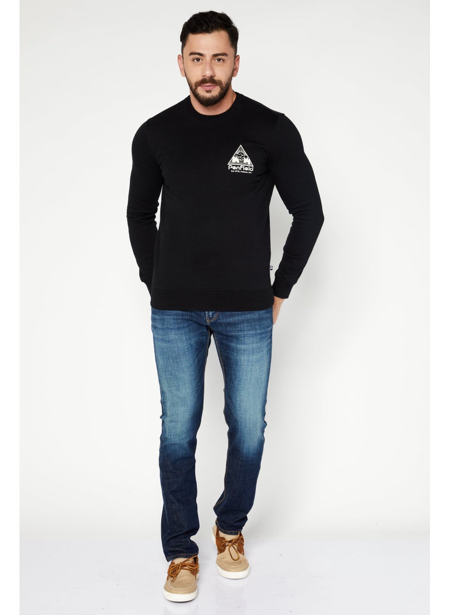 Penfield Men Crew Neck Long Sleeves Brand Logo Sweatshirt, Black  - Image 3