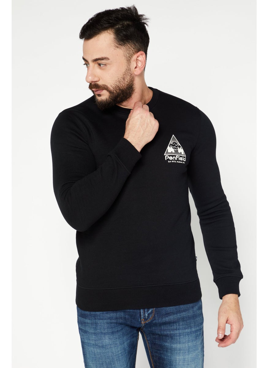 Penfield Men Crew Neck Long Sleeves Brand Logo Sweatshirt, Black  - Image 1