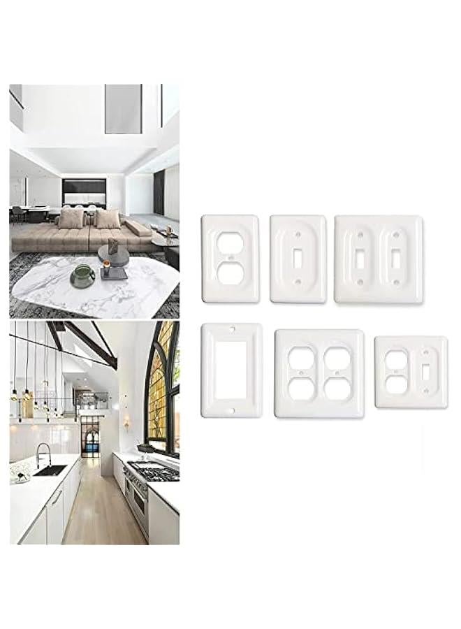 Ceramic Switch Plate, Switch Plate Cover, Wall Plate, Cover, White - Duplex - Image 4