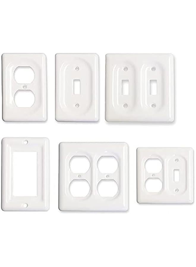 Ceramic Switch Plate, Switch Plate Cover, Wall Plate, Cover, White - Duplex - Image 5