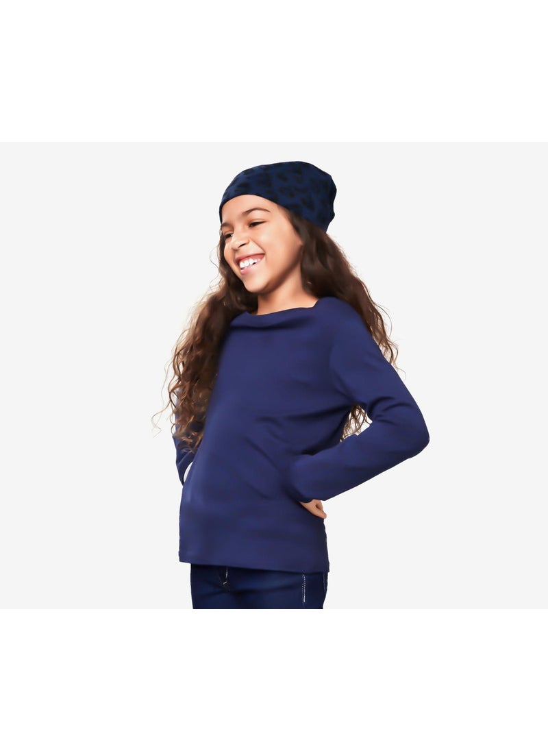 Tchibo Girls Reversible Hat, Navy Combo  - Image 2