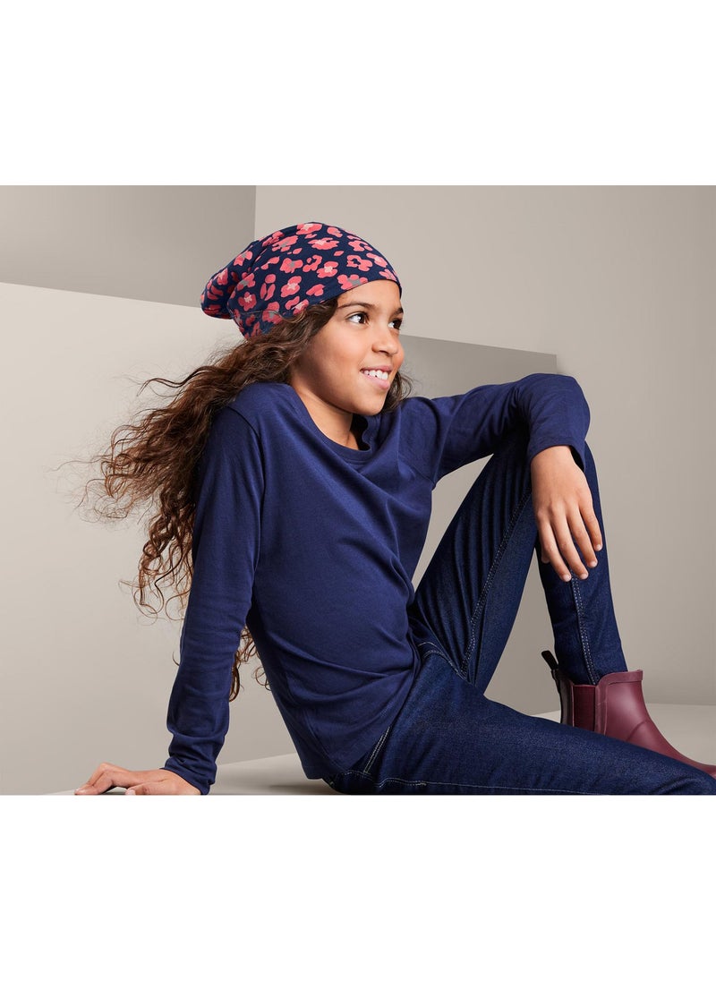 Tchibo Girls Reversible Hat, Navy Combo  - Image 1