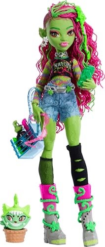 Monster High Venus McFlytrap Doll Plant Monster with Pet Cat Chewlian  Accessories Like Backpack Notebook Snacks  More - Image 1