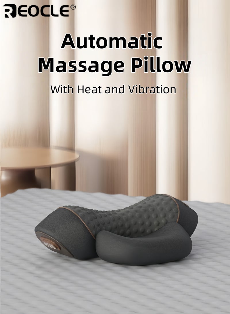 REOCLE Massage Pillow with Heat and Vibration Pillow Traction Massager Comfort Sleeper Pillow Massage for Neck Pain Relief Muscle Soreness and Tension - Image 1