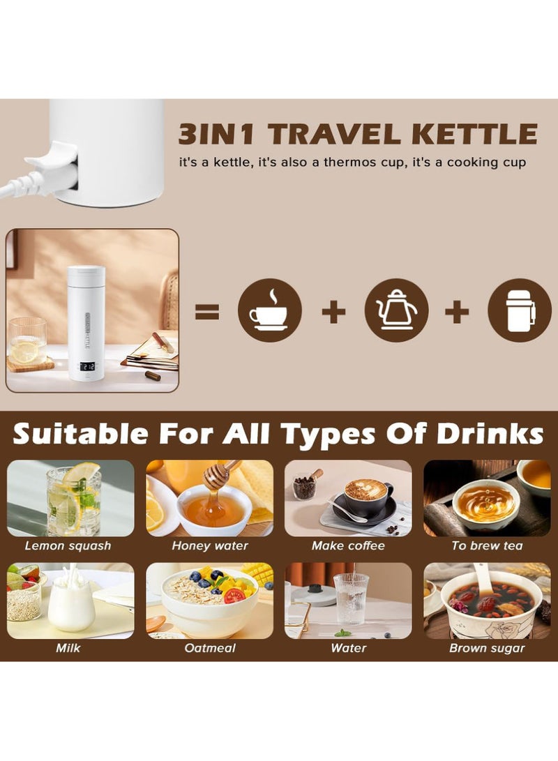 Rock Pow Portable Electric Kettle for Travel, 500ML Water Boiler Tea Kettle with 4 Variable Presets, 316 Stainless Steel, Auto Shut Off & Boil Dry Protection, for Coffee Milk Tea  - Image 2