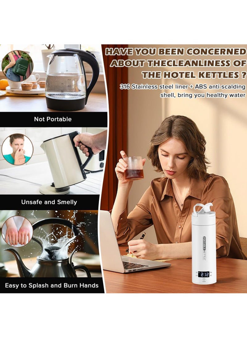 Rock Pow Portable Electric Kettle for Travel, 500ML Water Boiler Tea Kettle with 4 Variable Presets, 316 Stainless Steel, Auto Shut Off & Boil Dry Protection, for Coffee Milk Tea  - Image 5