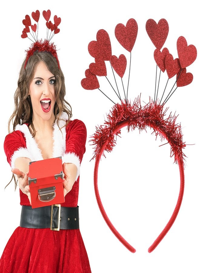 WLLHYF Sequins Heart Headband Glitter Hair Band Halloween Hearts Shape Decor Red Heart Head Bopper Hair Accessoires for Holiday Wedding Birthday Party Gift - Image 1