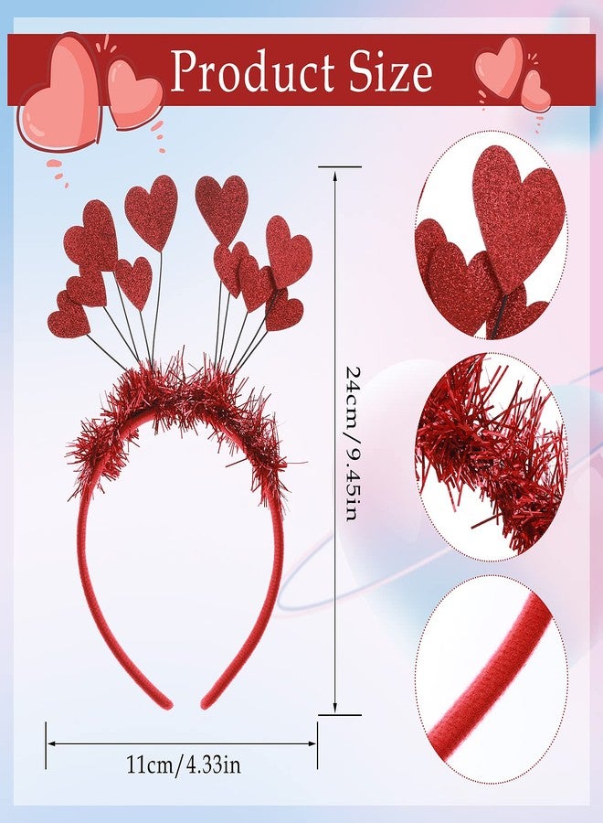 WLLHYF Sequins Heart Headband Glitter Hair Band Halloween Hearts Shape Decor Red Heart Head Bopper Hair Accessoires for Holiday Wedding Birthday Party Gift - Image 2