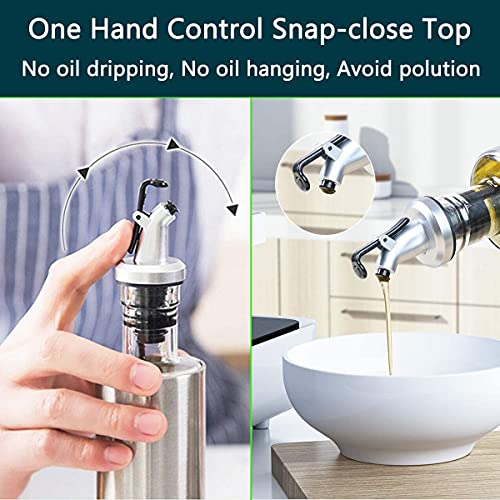 Ramkuwar with device of R Olive Oil Dispenser, Stainless Steel Protecting 500ml Drip-Free Vinegar and Soy Sauce Bottle Set for Kitchen 500ml Steel - Pack 2 - Image 4
