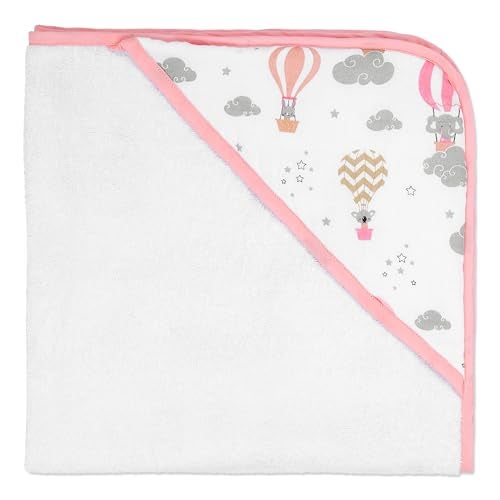 haus & kinder Terry Muslin Hooded Towel for Newborns (0–12 Months) – 80x80 cm, Pink, Serene Dreamscape Design 1 Piece - Image 3