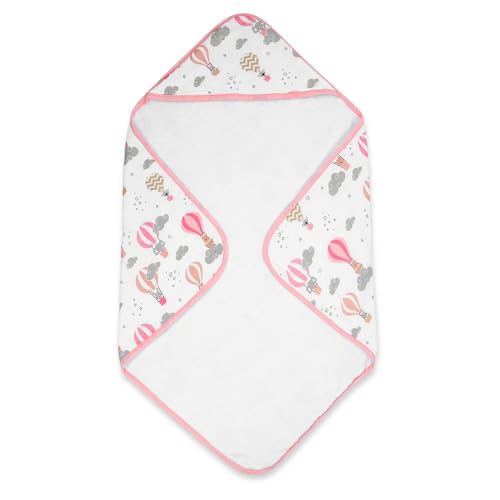 haus & kinder Terry Muslin Hooded Towel for Newborns (0–12 Months) – 80x80 cm, Pink, Serene Dreamscape Design 1 Piece - Image 5
