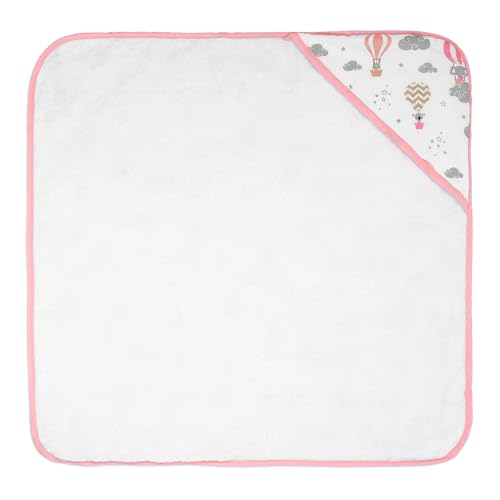 haus & kinder Terry Muslin Hooded Towel for Newborns (0–12 Months) – 80x80 cm, Pink, Serene Dreamscape Design 1 Piece - Image 4