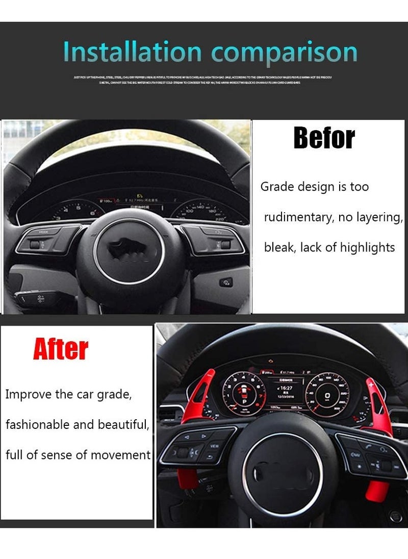 KASTWAVE - Aluminum Steering Wheel Paddle Shifter Extensions Covers 2PCS for Audi A3、A4、A5、A7、A8、S3、S5(2017-2018) Q5、A8(2018-2019) Q7、TTS(2016-2019) TT(2015-2018) Interior Extensions Accessories DSG Red - Image 1