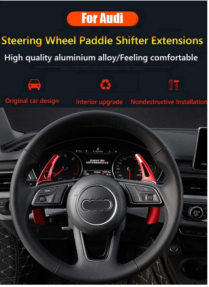 KASTWAVE - Aluminum Steering Wheel Paddle Shifter Extensions Covers 2PCS for Audi A3、A4、A5、A7、A8、S3、S5(2017-2018) Q5、A8(2018-2019) Q7、TTS(2016-2019) TT(2015-2018) Interior Extensions Accessories DSG Red - Image 1