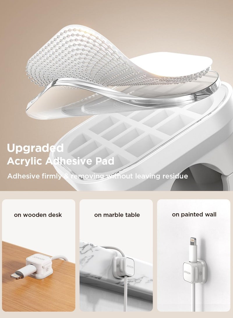 KASTWAVE 6 Pack Cable Tidy Clips, Adjustable Cord Organizer Holder, Spring Cable Holder Clips, Magnetic Cable Management Self Adhesive Wire Holder for Desk, Nightstand, Charging Cables, HDMI, Audio Cable,White - Image 5