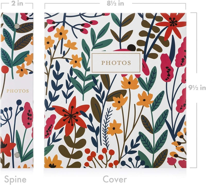 Jot  Mark مجموعة ألبوم الصور من جوت آند مارك - 200 صورة بحجم 4×6، أكمام جيب شفافة، 6 فواصل علامات تبويب، مجلد ثلاثي الحلقات 8.5×9.5 (باقة الزهور البرية) - سجل قصاصات ثلاثي الحلقات - Image 5