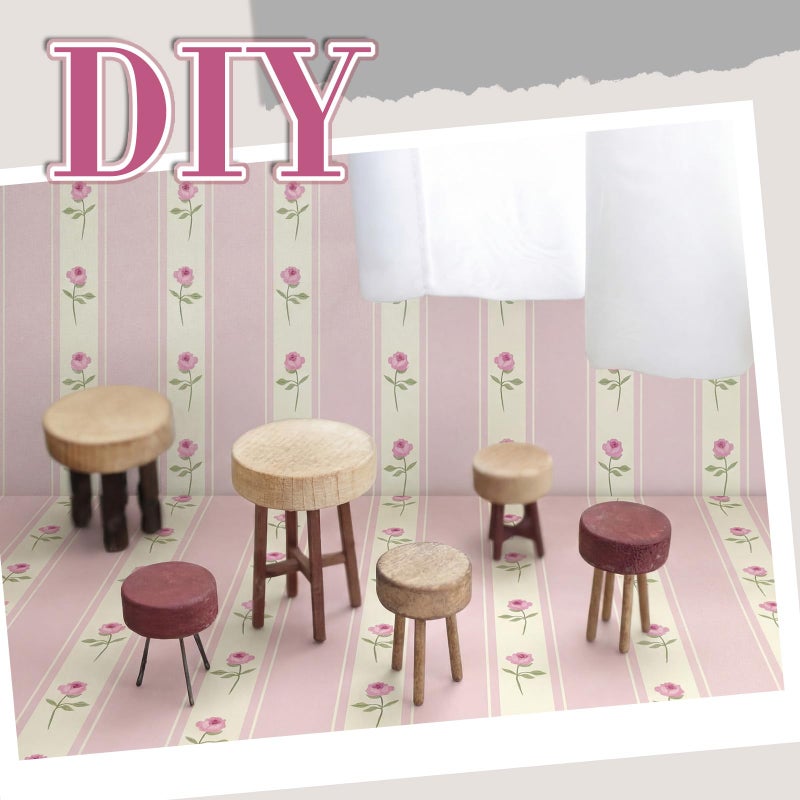 Flutesan 12 Pcs Miniature Dollhouse Wallpaper and Flooring Peel and Stick Mini DIY Self Adhesive Dollhouse Accessories 8.27 x 11.69 Inch (Pink Flower) - Image 5