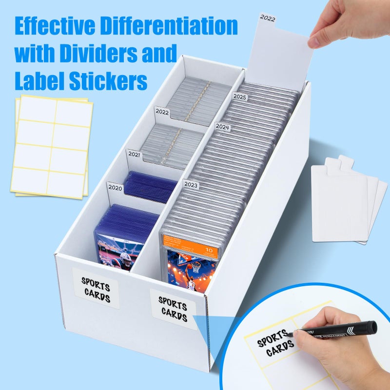 ULTRGEE 2 Pack Trading Card Storage Box - 2 Rows Graded Card Case holds 88 PSA Slab Cards, Cardboard Holder Organizer Boxes with Dividers for Sport Cards - Image 5