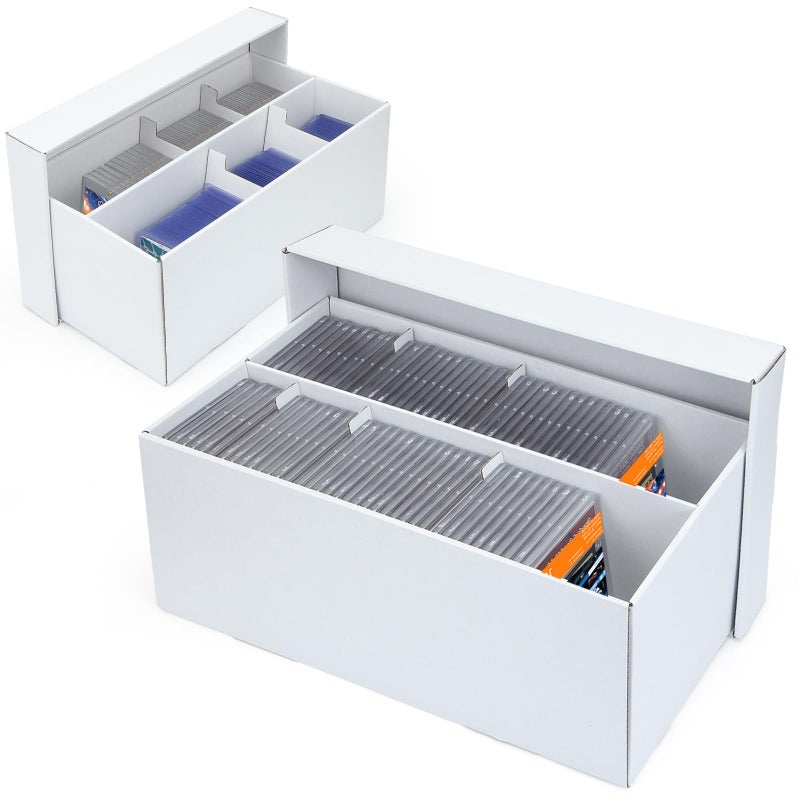 ULTRGEE 2 Pack Trading Card Storage Box - 2 Rows Graded Card Case holds 88 PSA Slab Cards, Cardboard Holder Organizer Boxes with Dividers for Sport Cards - Image 1