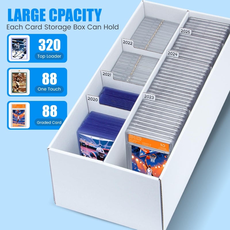 ULTRGEE 2 Pack Trading Card Storage Box - 2 Rows Graded Card Case holds 88 PSA Slab Cards, Cardboard Holder Organizer Boxes with Dividers for Sport Cards - Image 3