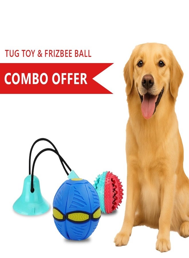 Petgoof™ Combo of Dog Flying Saucer Ball Outdoor Flat Throw Doggy Disc, Changeable Shape, Toy and Tug Toy Interactive Dog Toys for Aggressive Chewers - Image 2