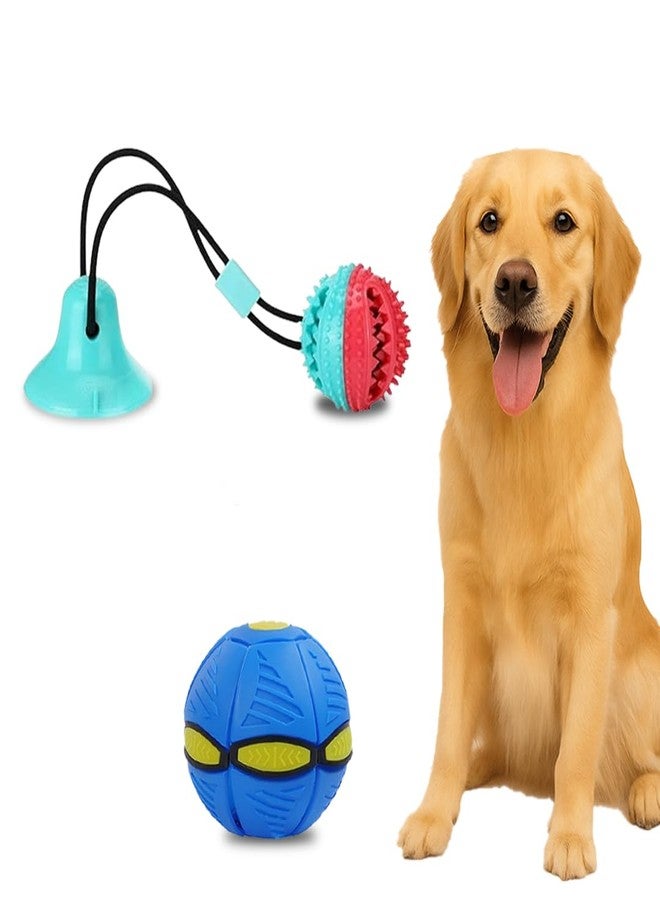 Petgoof™ Combo of Dog Flying Saucer Ball Outdoor Flat Throw Doggy Disc, Changeable Shape, Toy and Tug Toy Interactive Dog Toys for Aggressive Chewers - Image 1
