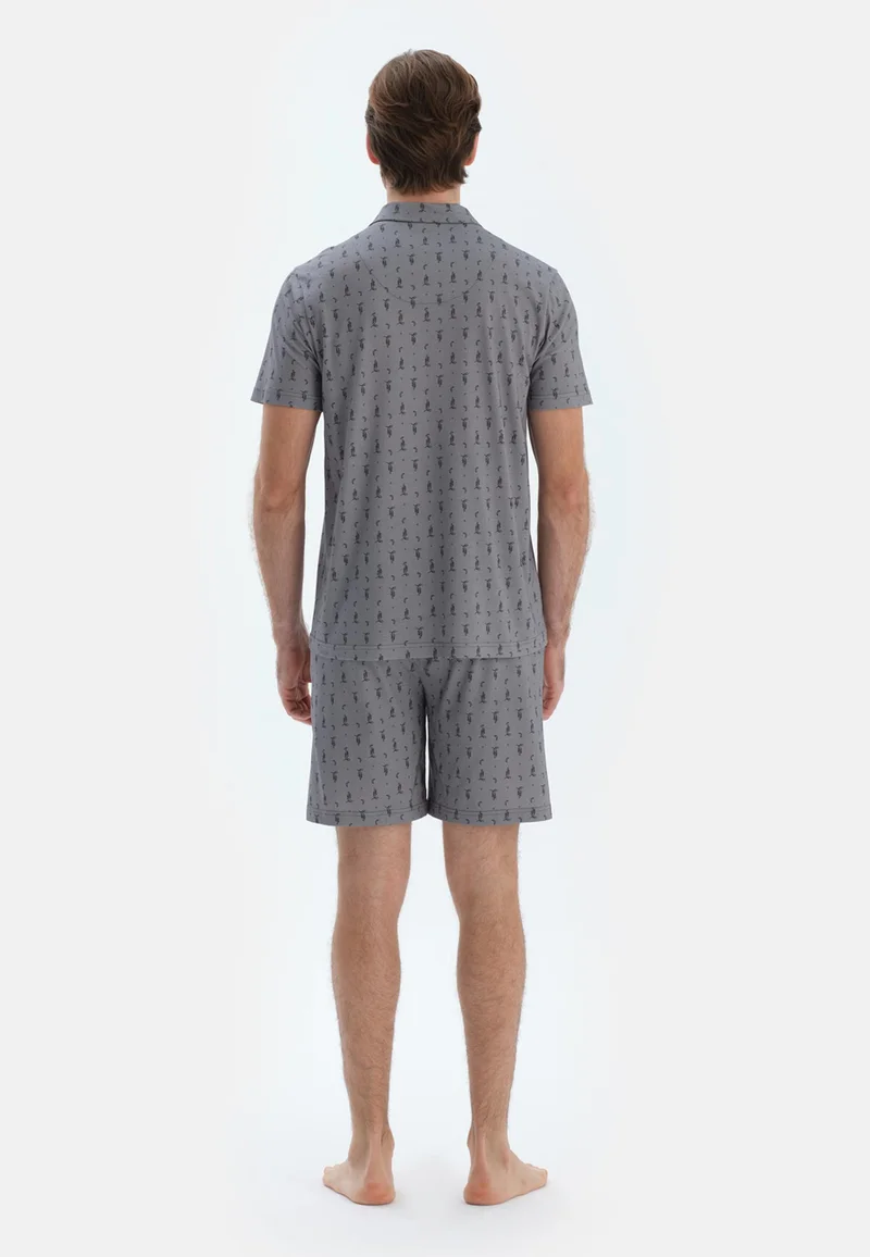 dagi  Floral Regular/Classic Fit Shirt & Shorts Pajama Sets Spread Collar Cotton Blend Sleepwear for Men | Best Price UAE