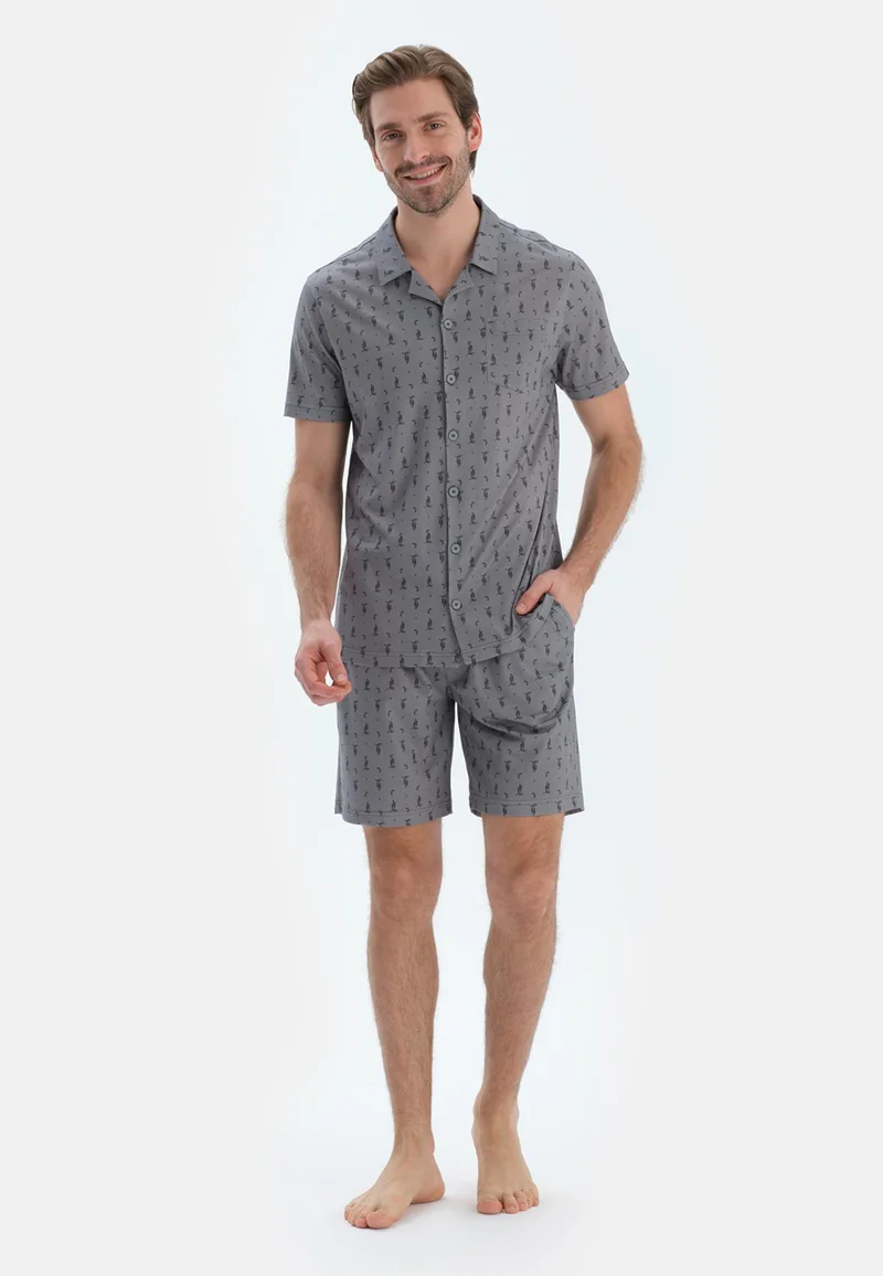 Floral Regular/Classic Fit Shirt & Shorts Pajama Sets Spread Collar Cotton Blend Sleepwear