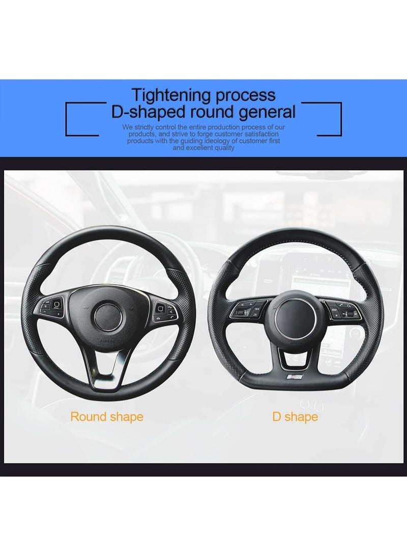 Car Steering Wheel Cover, Microfiber PU Leather Elastic Carbon Fiber Auto Steering Wheel Protector, 15 Inch Breathable Anti-Slip for Women Men, Car Interior Accessories for Most Cars (Black/Wine Red) - Image 5