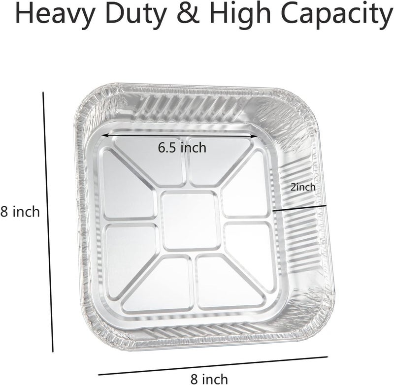 Waytiffer 20-Pack Disposable Aluminum Foil Tins - Heavy Duty Square Cake & Baking Pans with Plastic Dome Lids - Image 2