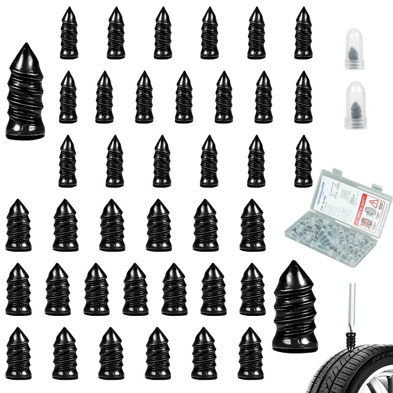 BDFHYK Roydruztou 40PCS Tire Repair Rubber Nails Vacuum Tire Plug Kit 3rd Gen Steel Core SelfService Screw Plugs Emergency Flat Tire Repair Tool for Heavy Duty Truck ATVUTV Golf Cart Motorcycle - Image 3