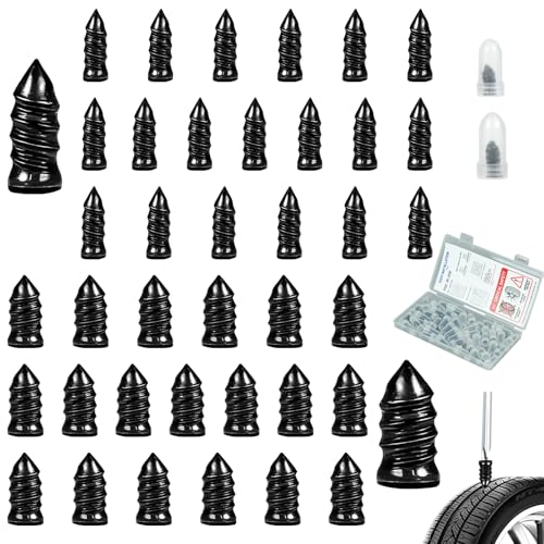 BDFHYK Roydruztou 40PCS Tire Repair Rubber Nails Vacuum Tire Plug Kit 3rd Gen Steel Core SelfService Screw Plugs Emergency Flat Tire Repair Tool for Heavy Duty Truck ATVUTV Golf Cart Motorcycle - Image 1