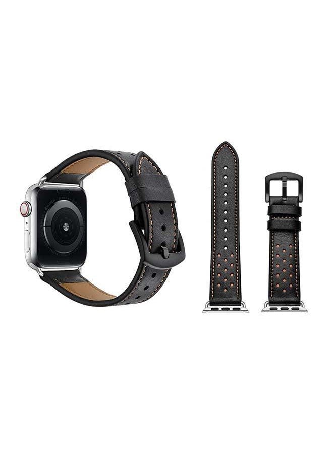 Generic Genuine Leather Replacement Band For Apple Watch Series 6/SE/5/4/3/2/1 Black Brown  - Image 2