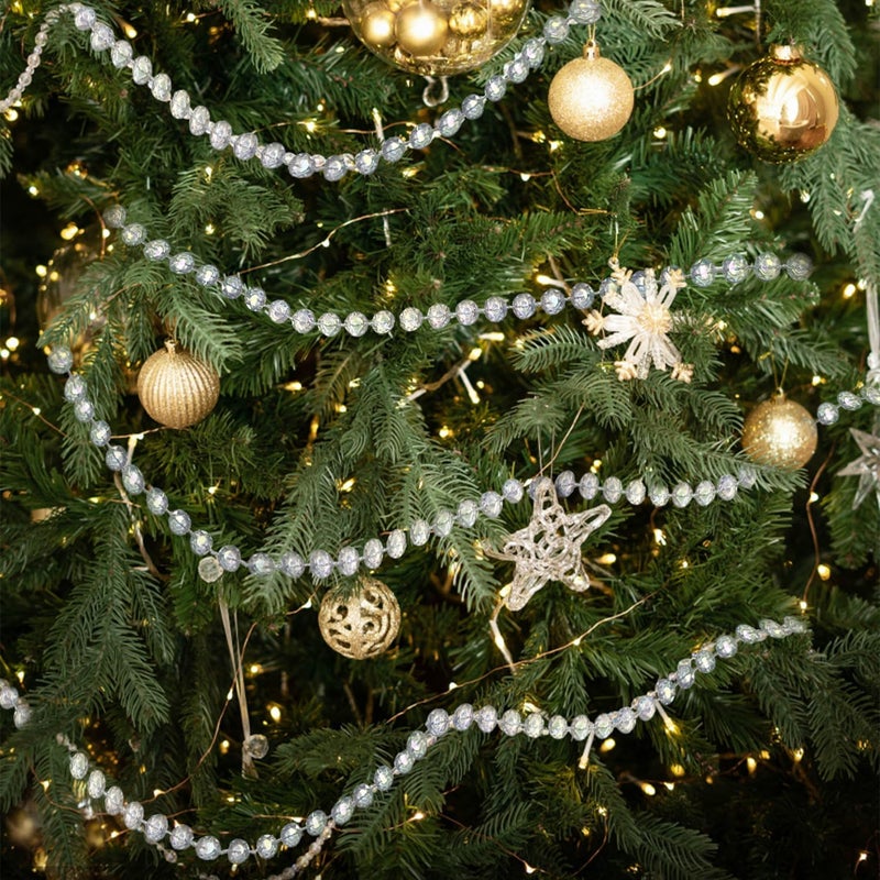 Jishi 99ft Crystal Bead Garland for Christmas Tree Decorations, Iridescent Acrylic Beaded Garland Strand Roll, Hanging Christmas Decorations Indoor Home Decor, String Diamond Beads for Crafts Curtains - Image 5