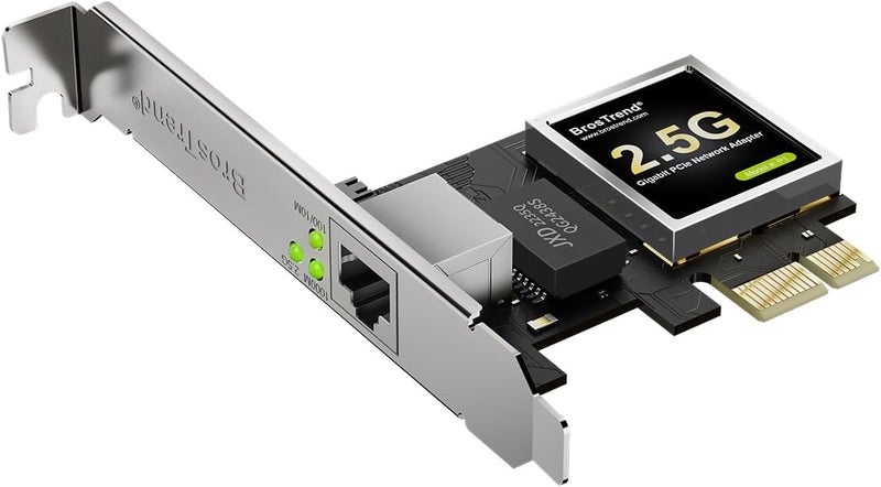 BrosTrend 2.5 Gigabit PCIe Network Card, Ethernet Network Adapter PCI Express Ethernet RJ45 2500/1000/100 Mbps, Extra Low-Profile Bracket for Windows 11/10, Windows Server/XP, NAS, Lifetime Protection - Image 1