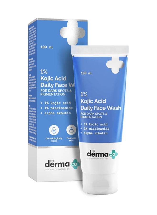 The Derma Co 1% Kojic Acid Face Wash with Niacinamide & Alpha Arbutin For Dark Spots & Pigmentation - 100ml 