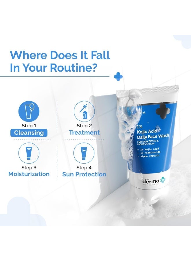 ذا ديرما كو غسول الوجه بحمض الكوجيك 1% من The Derma Co مع النياسيناميد والألفا أربوتين للبقع الداكنة والتصبغات - 100 مل - Image 5