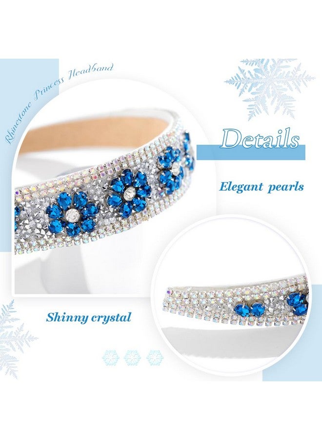 Rhinestone Princess Headband Sparkly Crystal Party Headwear Queen Costume Hair Accessories Decoration For Women And Girls (Dark Blue Crystal)