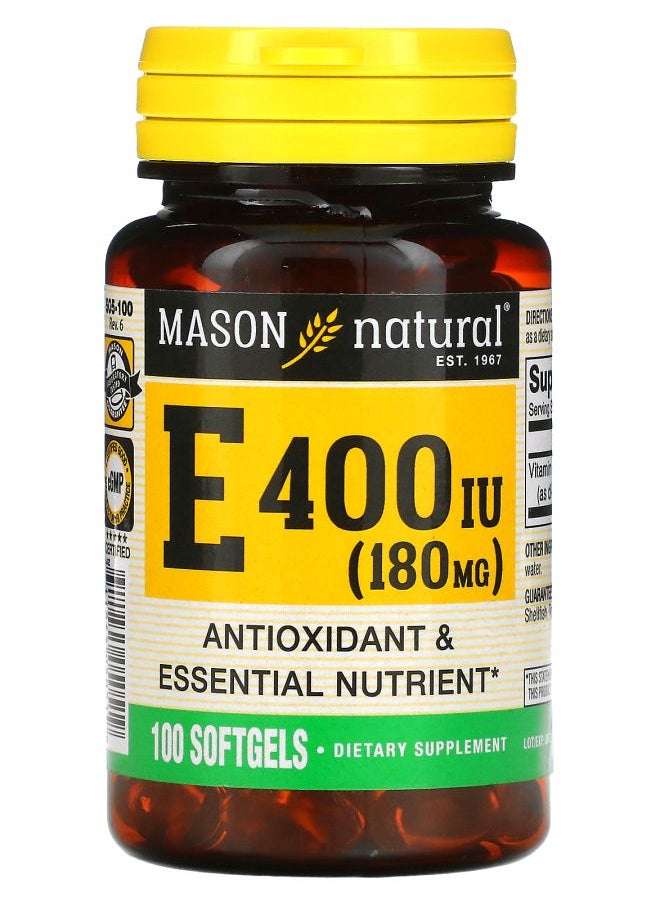 Mason Natural - Vitamin E 180 mg (400 IU) 100 Softgels - Image 1