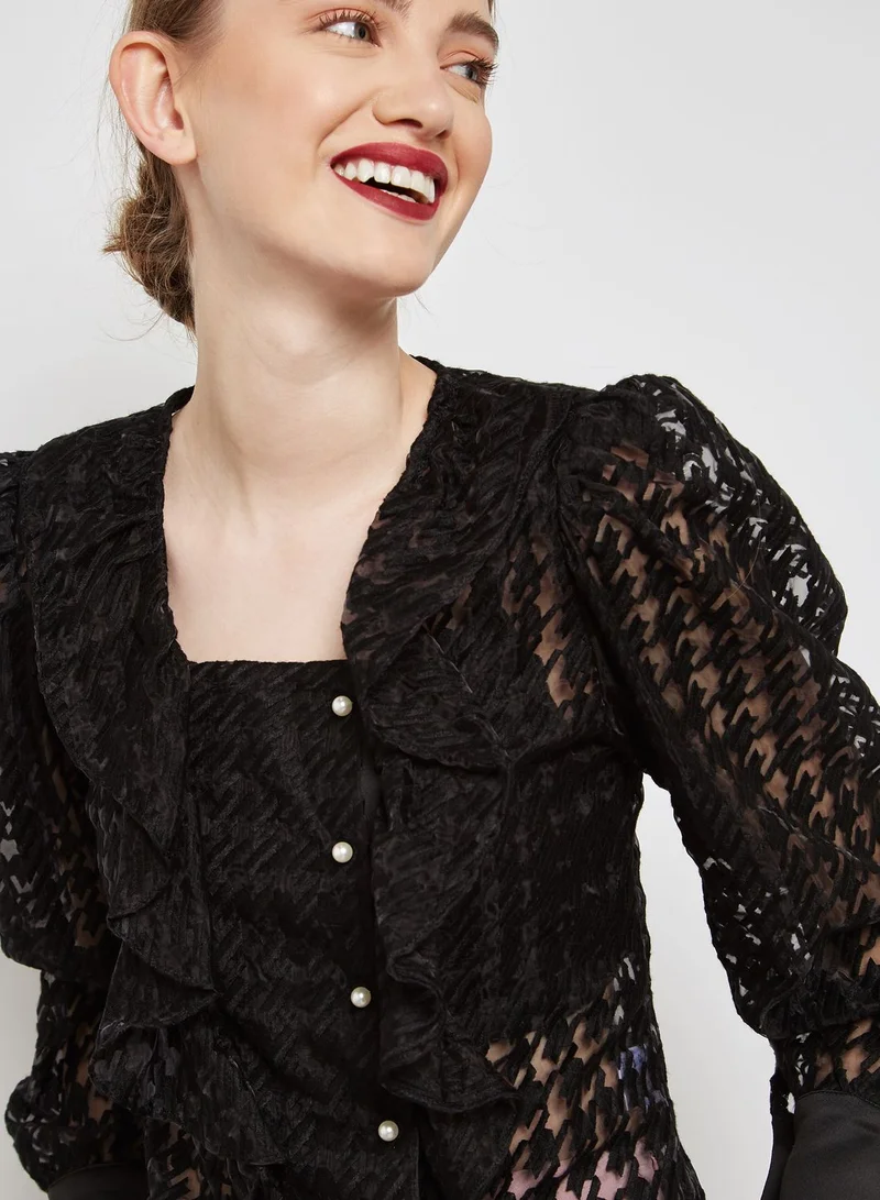 sister jane Ruffle Detail Lace Top