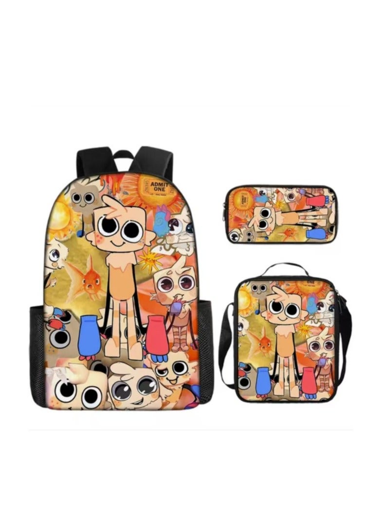 Sprunki Incredibox Rhythm Box Game Kids Backpack Set (17" Backpack + Crossbody Bag + Pencil Case)  - Image 1