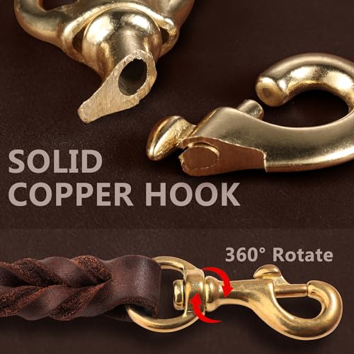 QUMY Leather Dog Leash 4ft, Heavy Duty Dog Training Leashs for Large, Medium and Small Dogs, Soft and Strong Genuine Leather Braided Handmade Long Lead Leash for Dog Training, Brown - Image 3