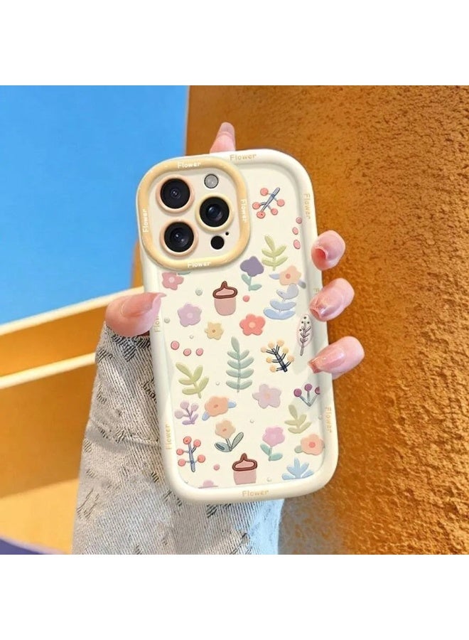 Shein Colorful Floral Letter Pattern Protective Silicone Phone Case with Wrist Strap Compatible with iPhone 14 Pro - Image 2
