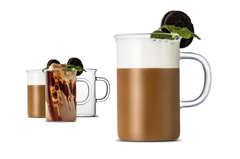 Luxu Glass Coffee Tea Cups(Set Of 4)-13 Oz Clear Glass Mugs Tall Drinking Glasses For Cappuccino Latte Espresso Lead-Free Drinking Glasses Great For Juice Water Beer Milk Hot And Cold Drinks - Image 1