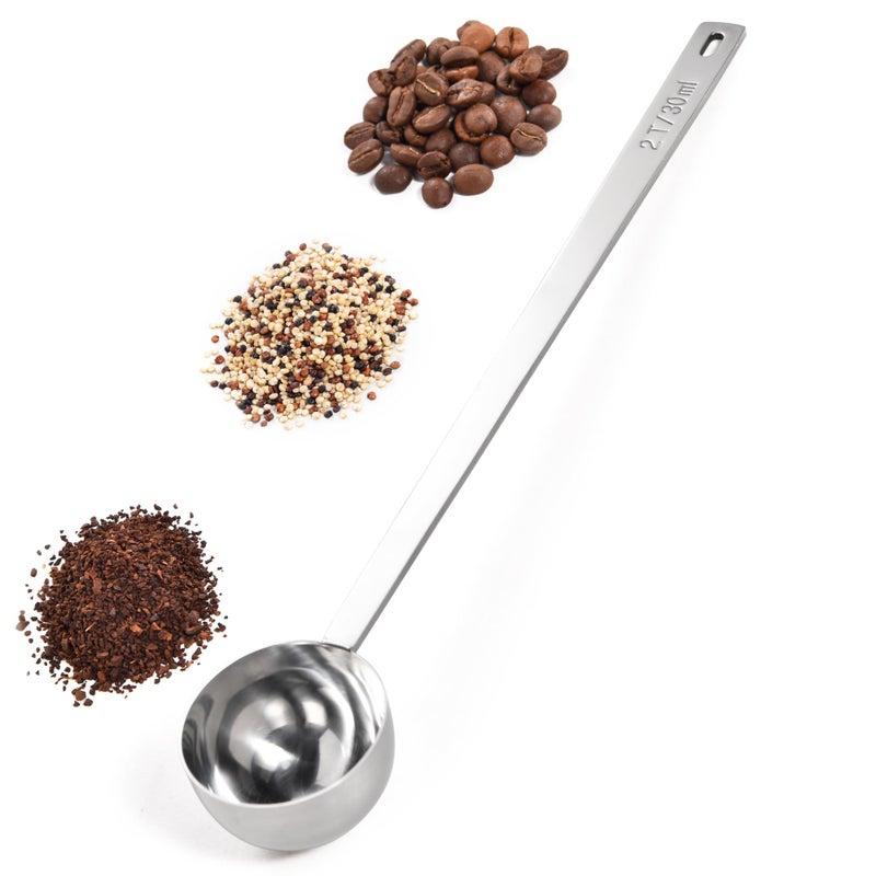 188 Stainless Steel Coffee Scoop Doosu FoodGrade Metal Measuring Spoon with 85in Long Handle Tablespoon Scooper for Coffee Beans Ground Coffee Espresso Protein Powders Tea Sugar 2 Tbsp