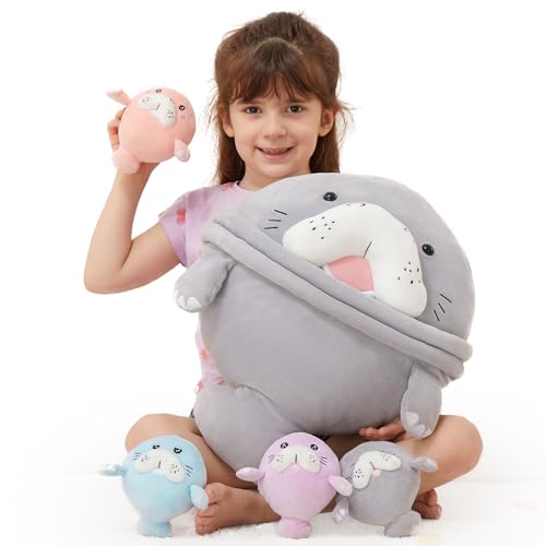 MorisMos Manatee Stuffed Animal Plush with Babies Large Sea Cow ToysSoft Stuffed Manatee Hugging Pillow for Kids AdultsMarine Animal Gift Ocean Plush for Home DecorCPC Certified - Image 1