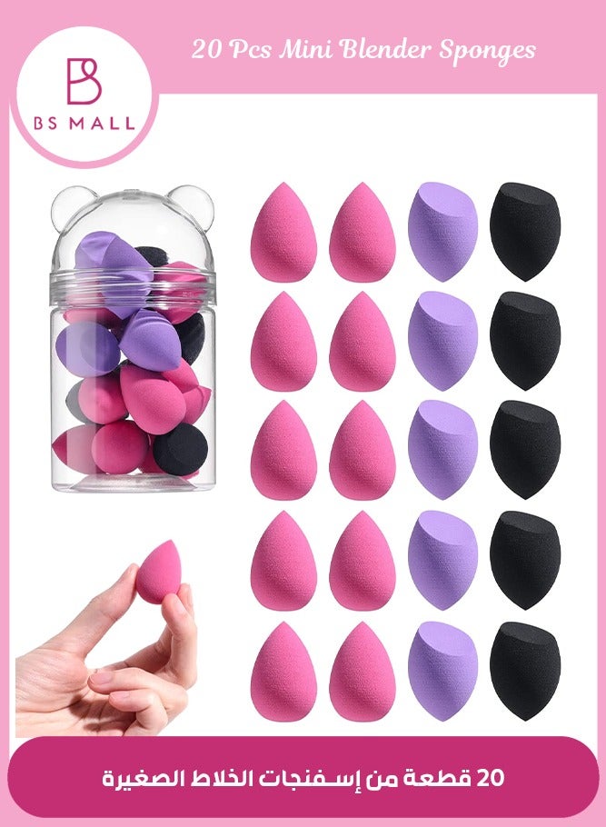 BS Mall 20PCS Mini Makeup Sponge Set, Mini Beauty Blender, Professional Beauty Blender, Sponge Super Soft Concealer Sponge, Facial Makeup Tools for Foundation, Powder, Liquid (Purple/Pink/Black) - Image 1