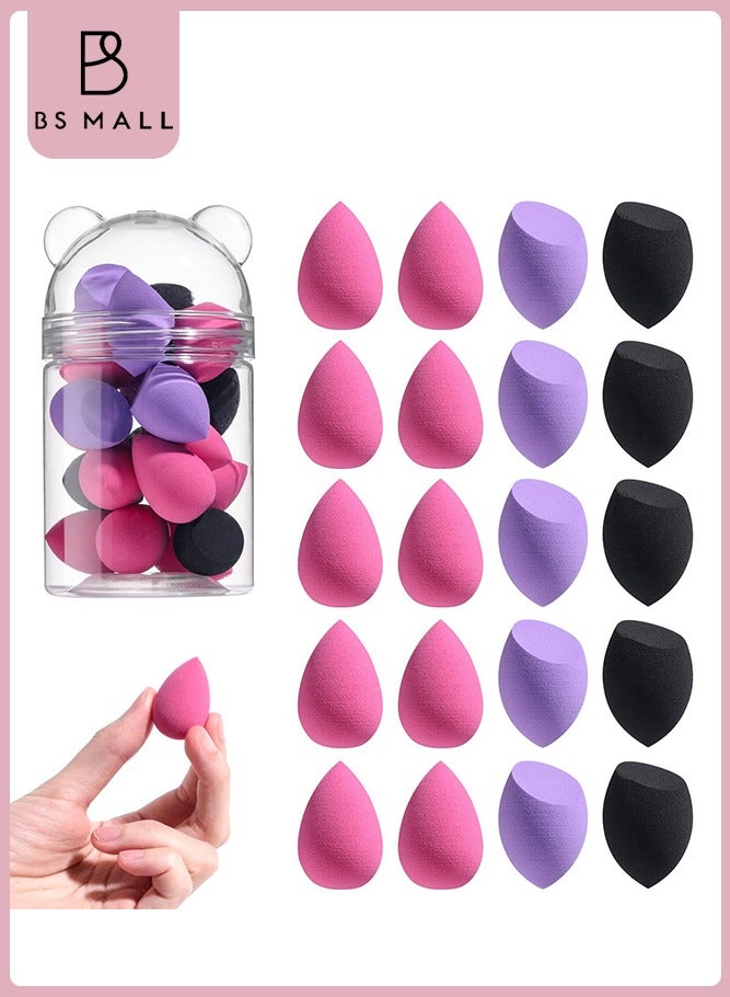 BS Mall 20PCS Mini Makeup Sponge Set, Mini Beauty Blender, Professional Beauty Blender, Sponge Super Soft Concealer Sponge, Facial Makeup Tools for Foundation, Powder, Liquid (Purple/Pink/Black) - Image 2